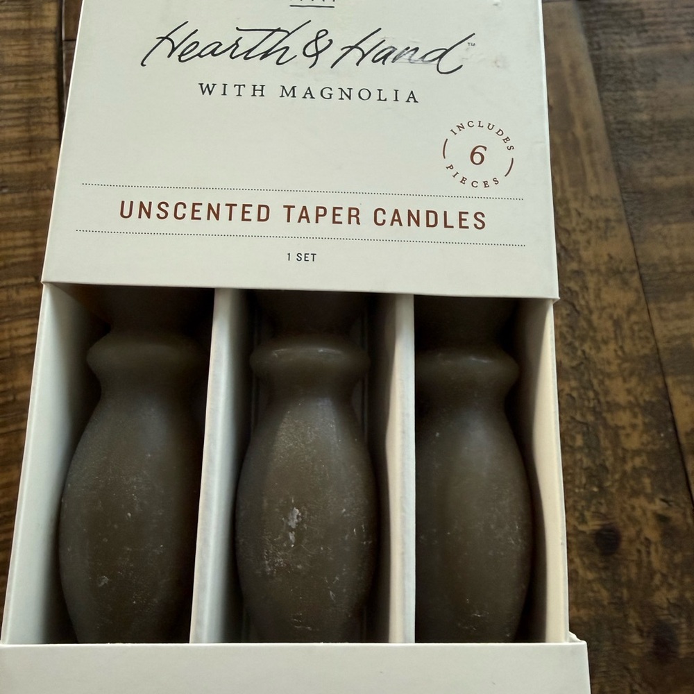 New Hearth & Hand with Magnolia Unscented Taper Candles 6 pcs